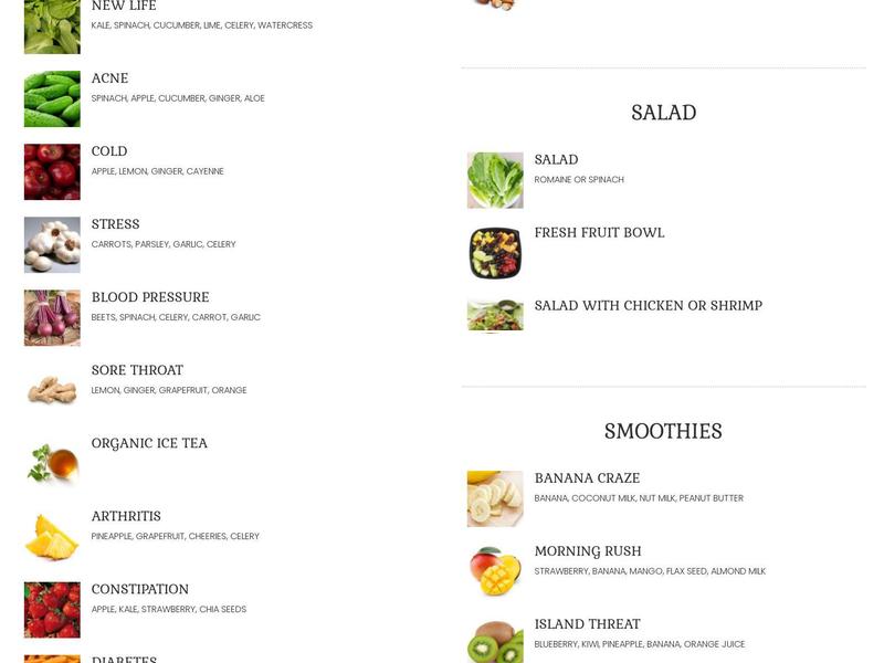 New Life Juice Bar & Lounge Menu