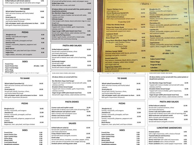 The Cross Keys Menu