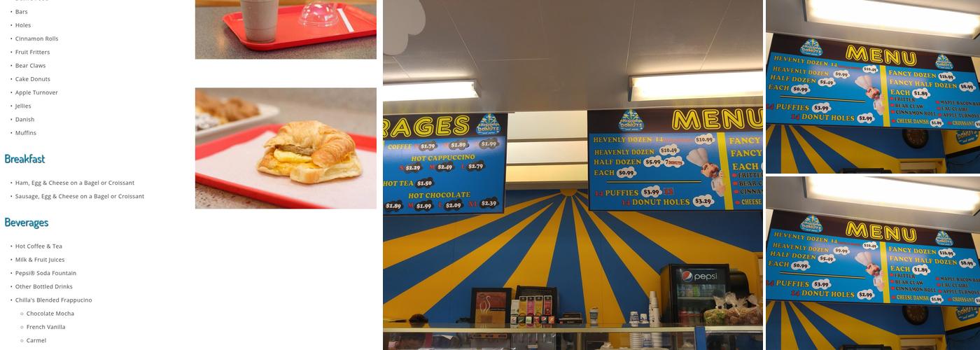 Heavenly Donuts Menu