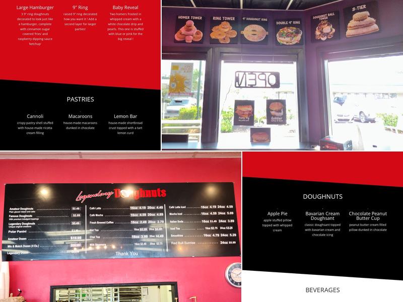 Legendary Doughnuts Menu