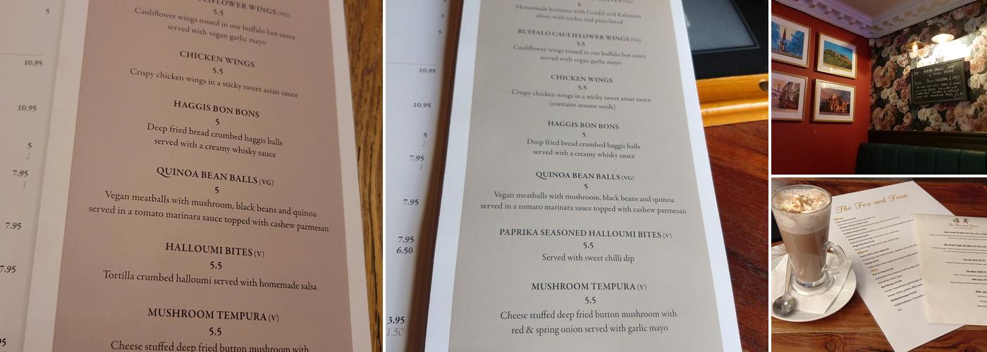 The Fox and Faun Menu