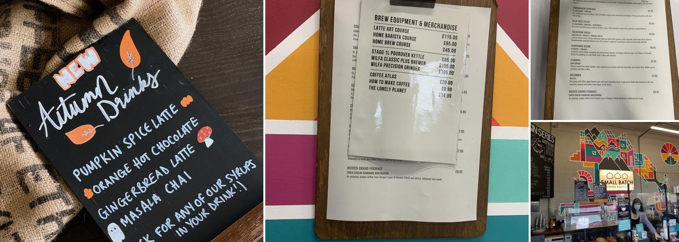 Small Batch Coffee: The Roastery & Cafe Menu