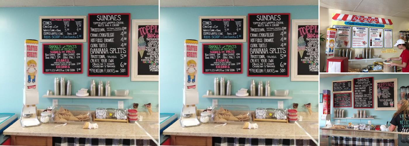 Scoops Ice Cream Menu