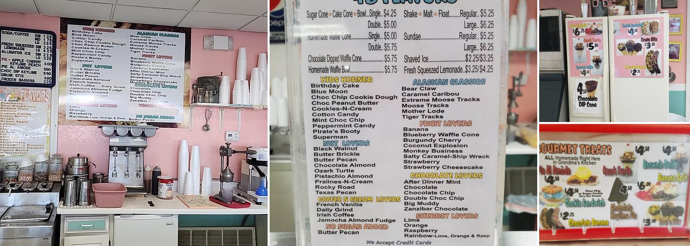 Grandpa's Ice Cream and Pies Menu