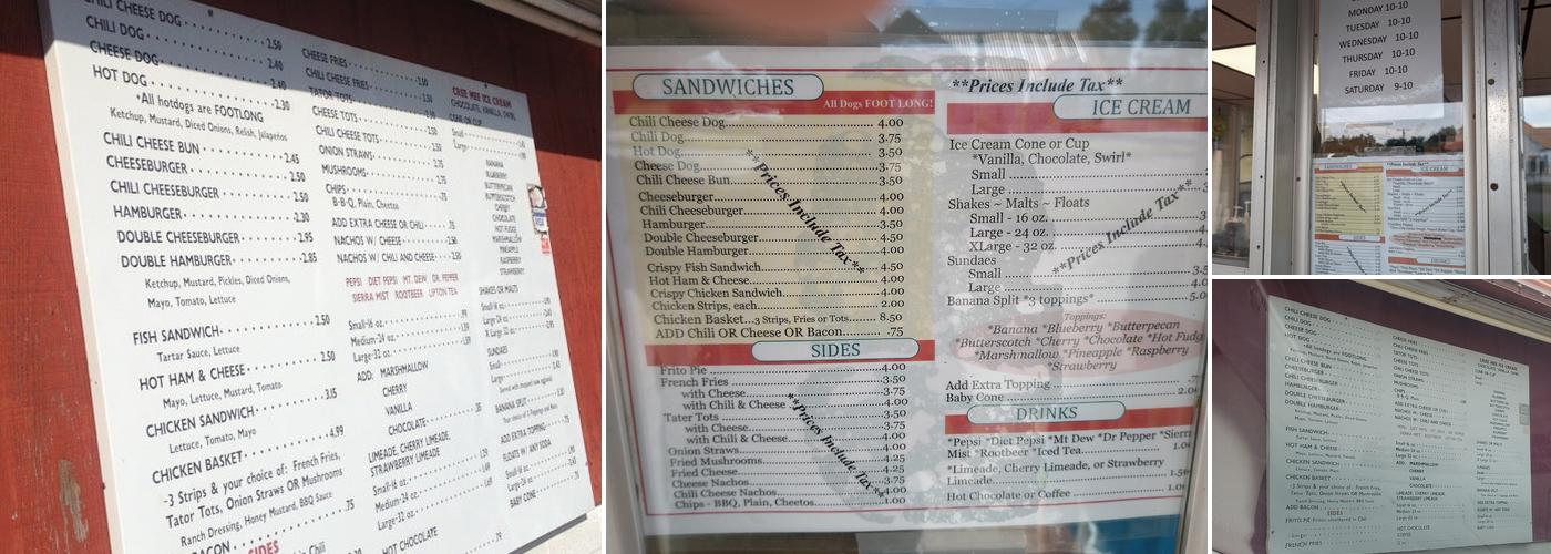 Cree-Mee Drive-In Menu