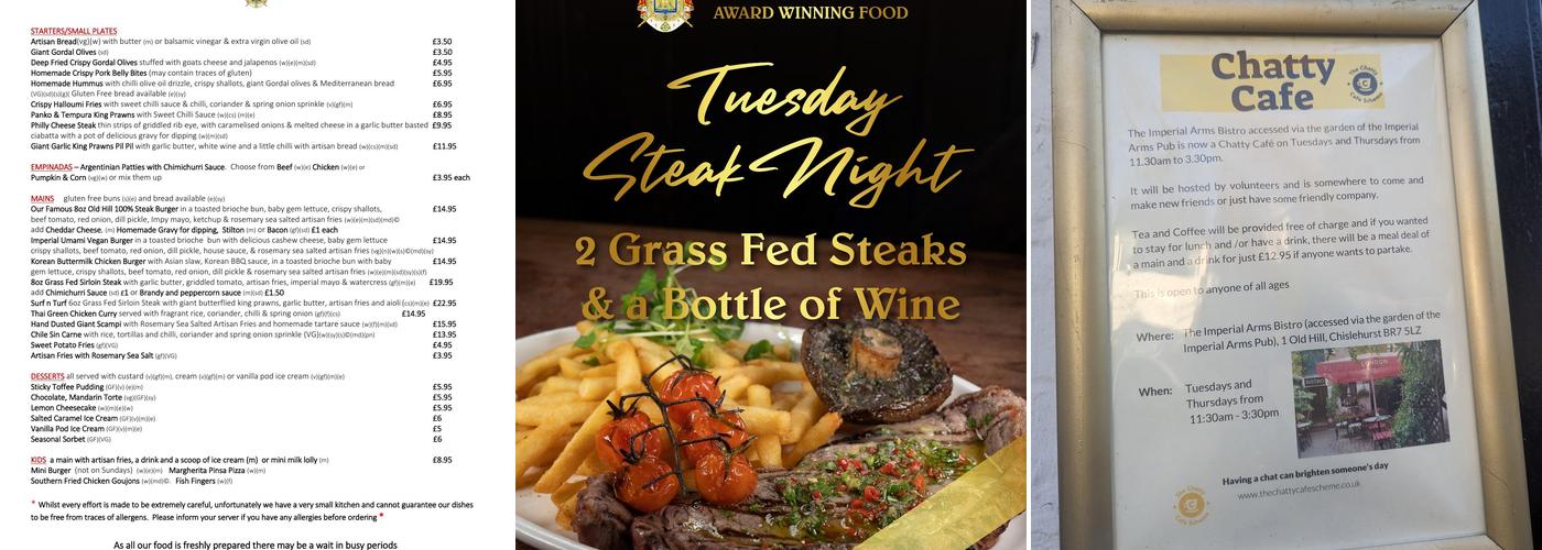 Imperial Arms Pub & Courtyard Bistro Menu