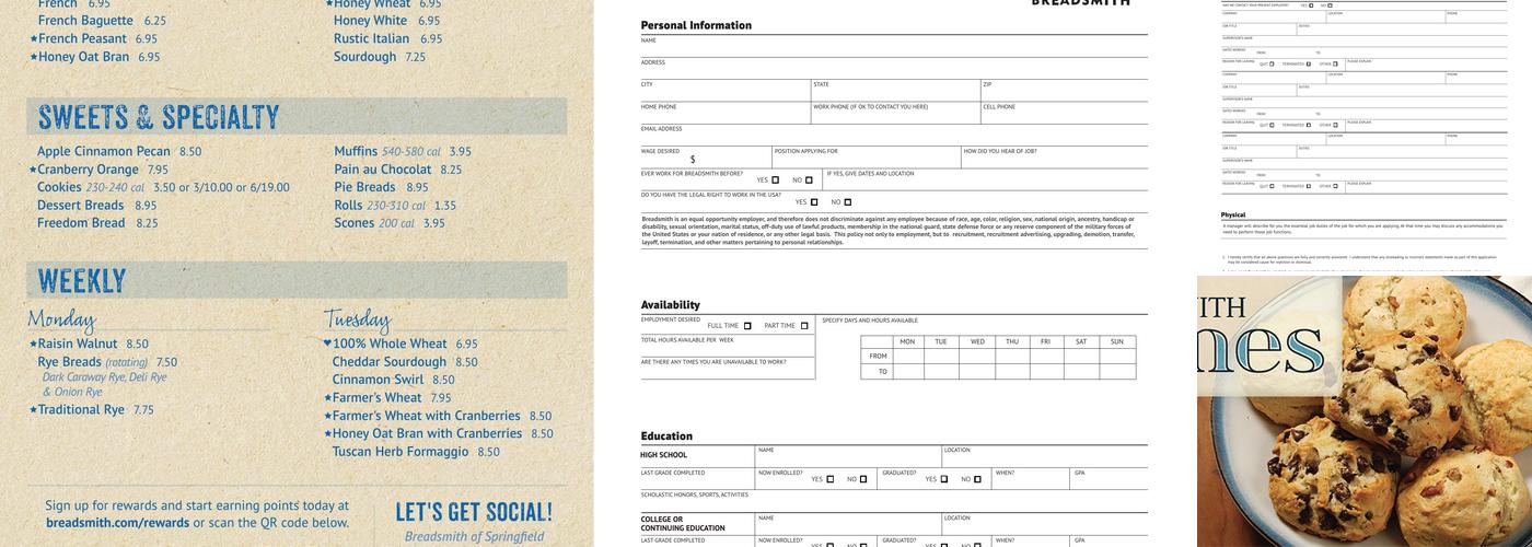 Breadsmith of Springfield Menu