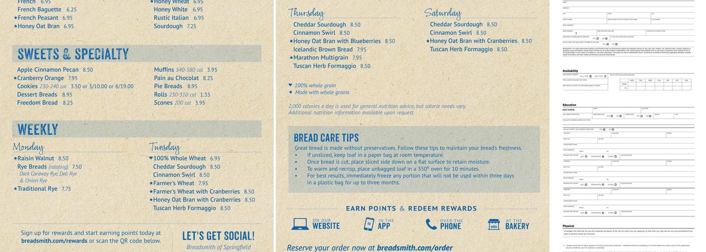 Breadsmith of Springfield Menu