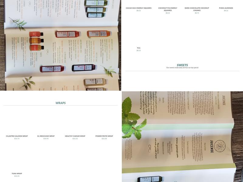 Juicense Menu