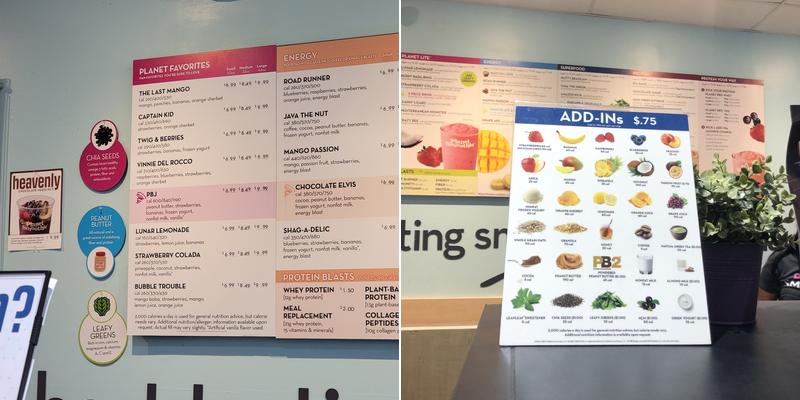 Planet Smoothie Menu