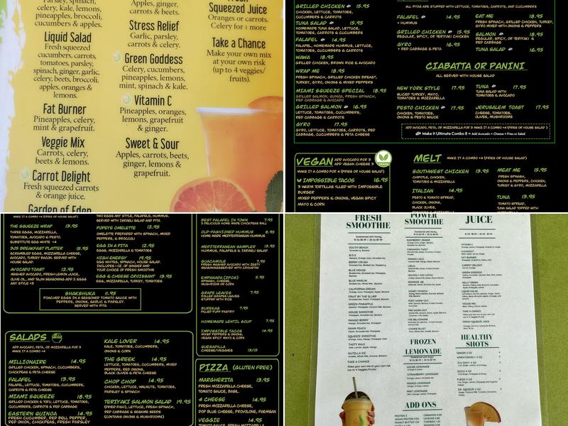 Miami Squeeze Menu