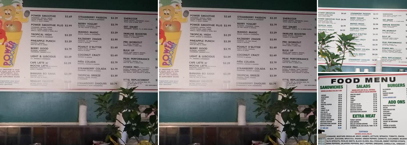 Power Smoothie Menu