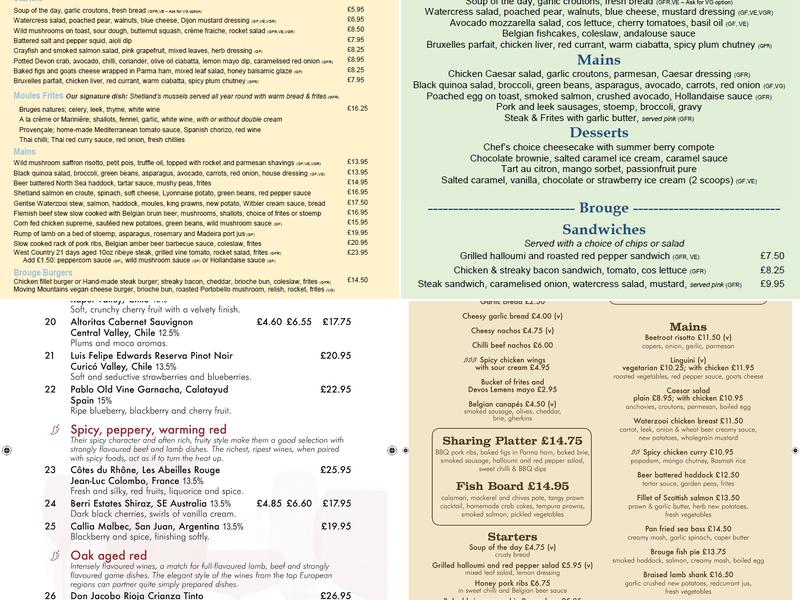 Brouge Gastropub Menu