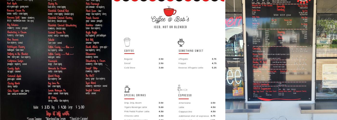 Bob's Frozen Custard Menu