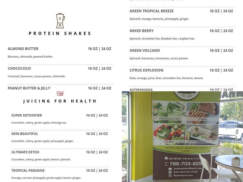 Green Apple Juice Lounge Menu