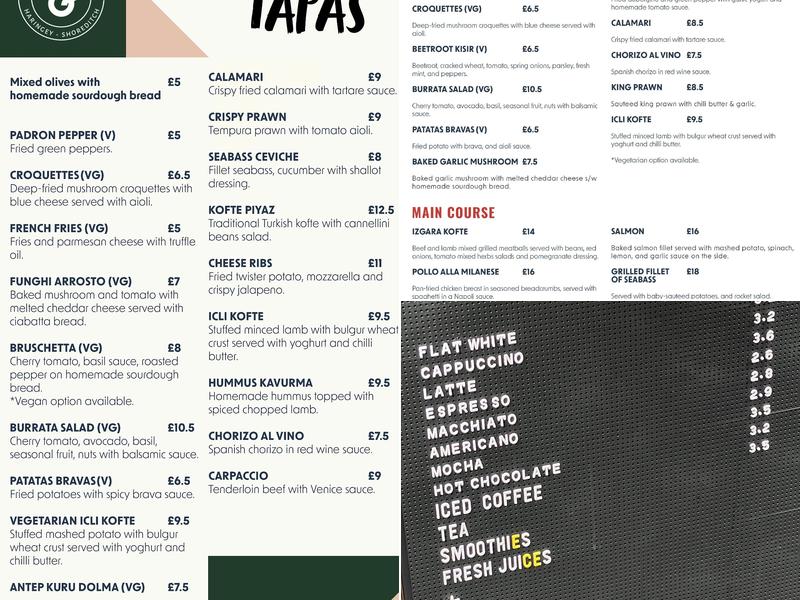 Music & Beans Shoreditch Menu