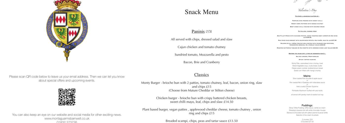 Montagu Arms Menu