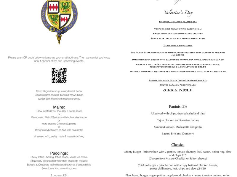Montagu Arms Menu
