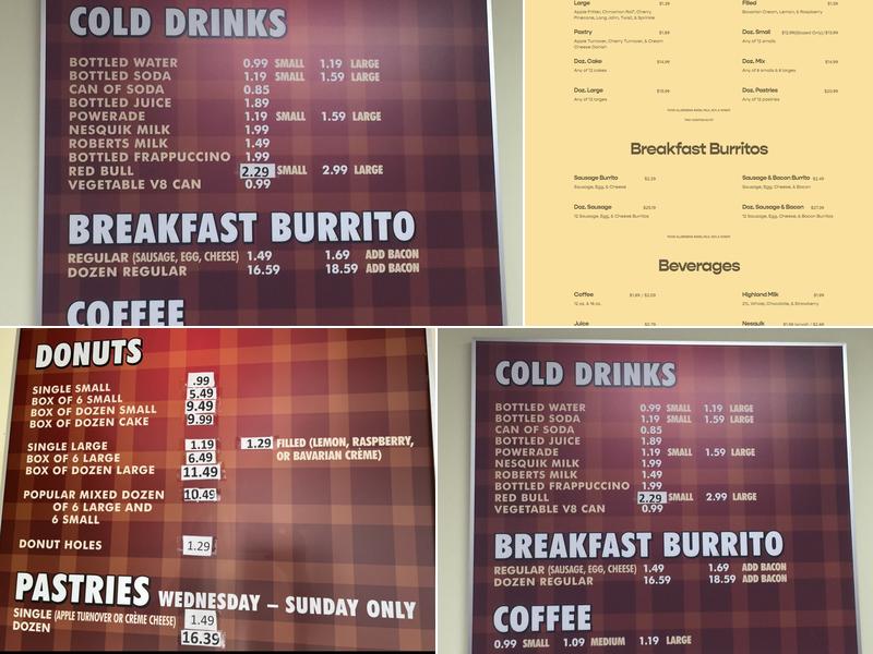Yos Donuts Menu