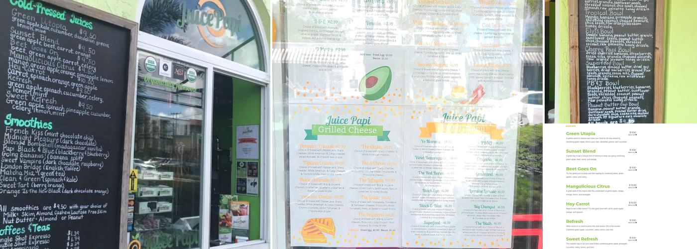 Juice Papi Menu
