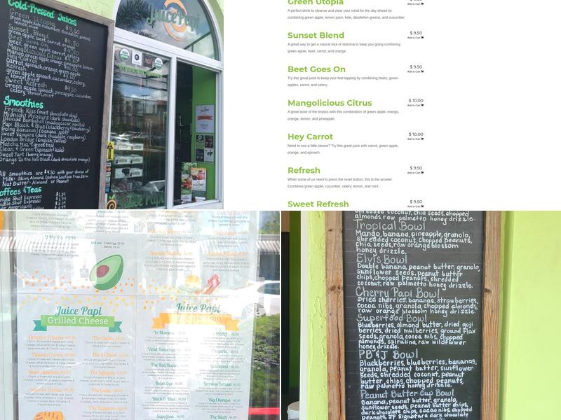 Juice Papi Menu