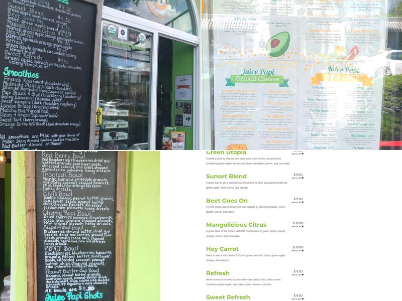 Juice Papi Menu