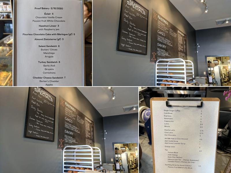 Proof Bakery Menu