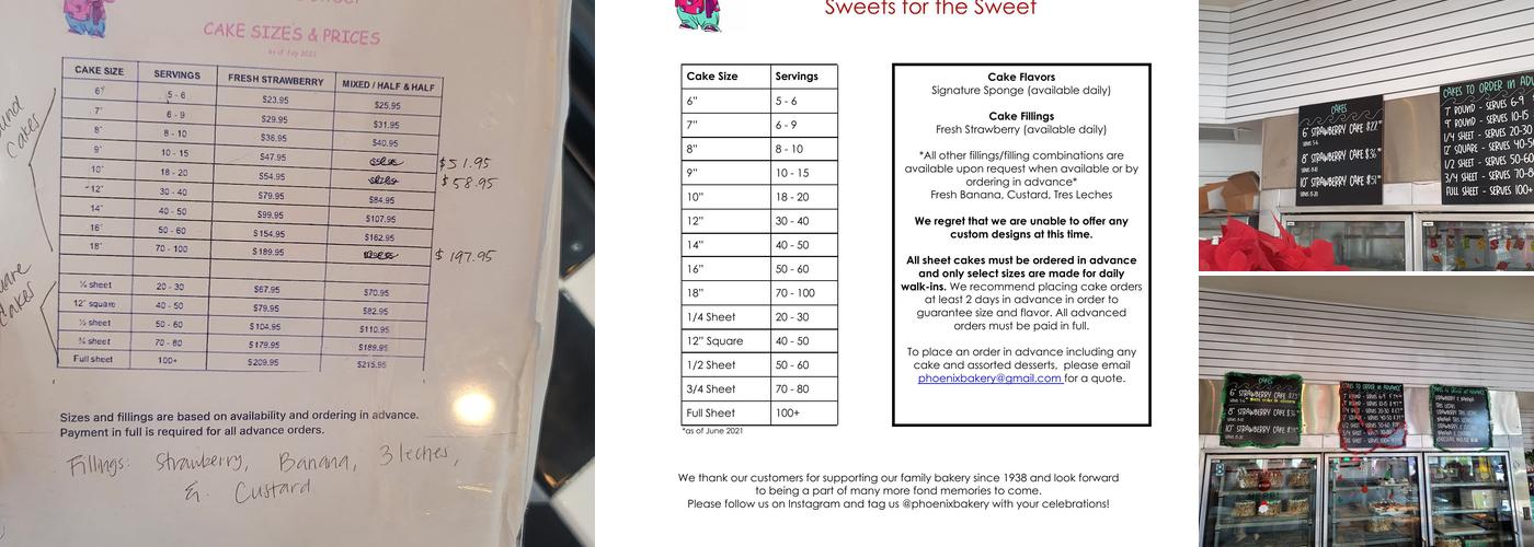 Phoenix Bakery Menu