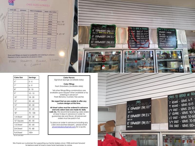 Phoenix Bakery Menu