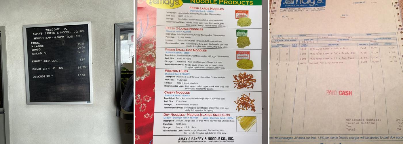 Amay's Bakery & Noodle Co Inc Menu