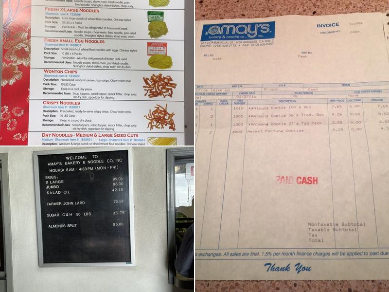 Amay's Bakery & Noodle Co Inc Menu