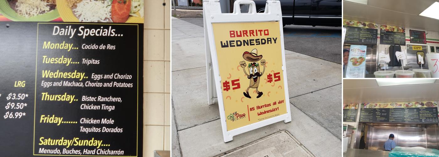 El Pavo Bakery & Restaurant Menu