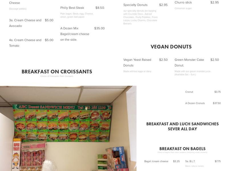 ABC Donuts Menu