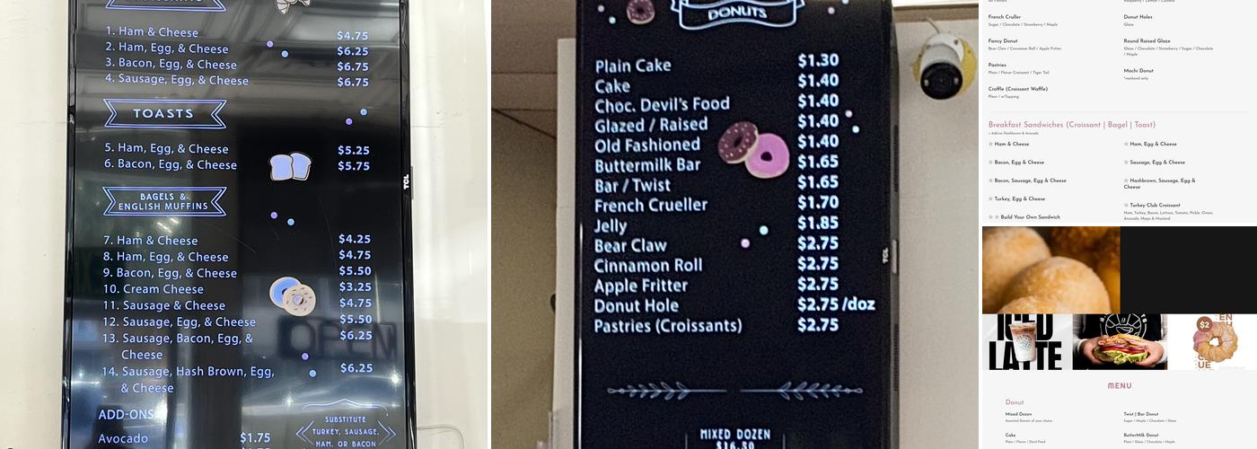 B.C's Donuts Menu