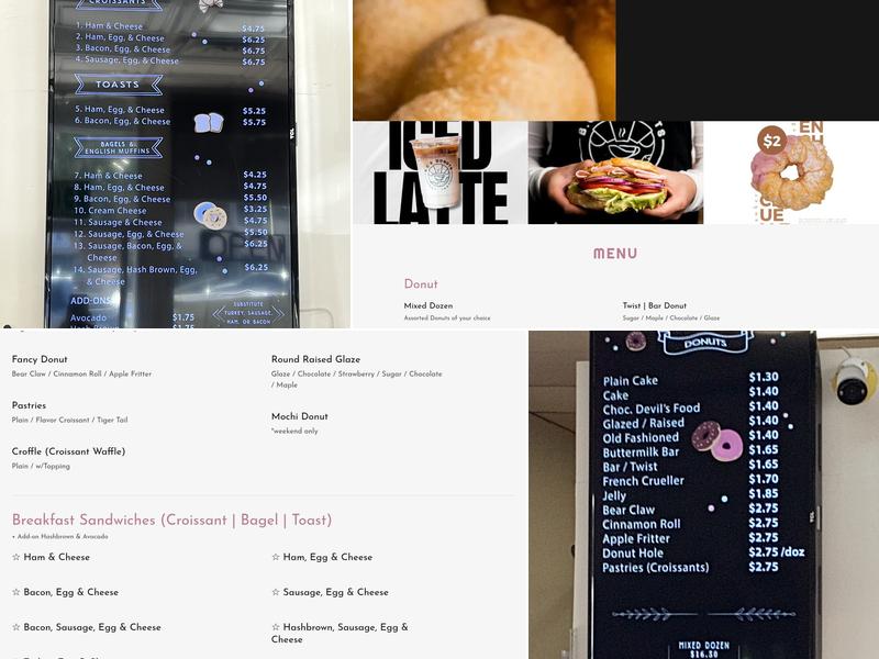B.C's Donuts Menu