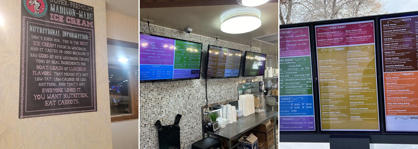 Amore Ice Cream Menu