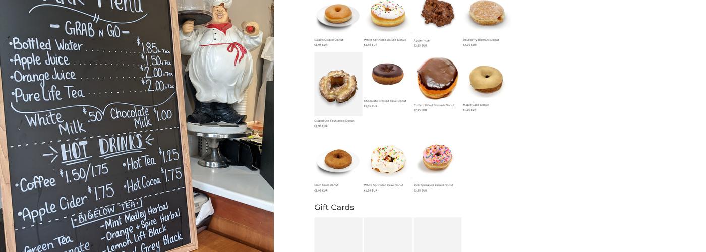Hans' Bakery Menu