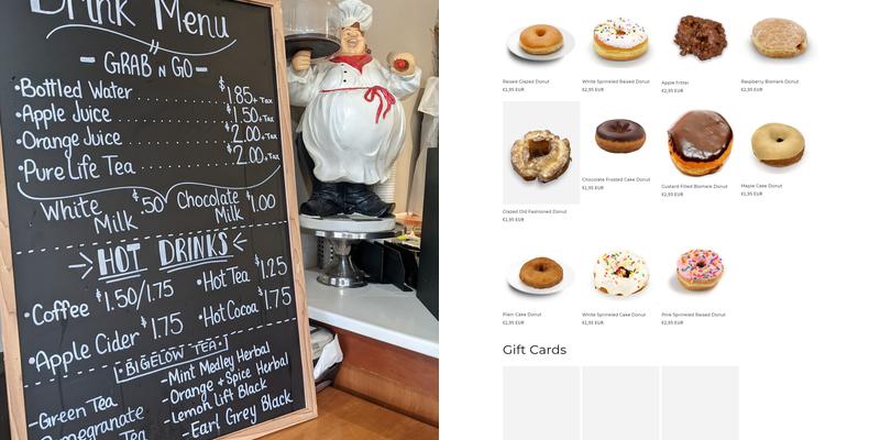 Hans' Bakery Menu