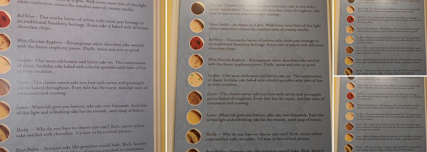 Nothing Bundt Cakes Menu