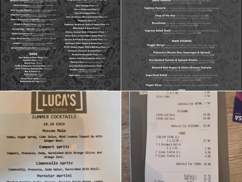 Luca's Kitchen Menu