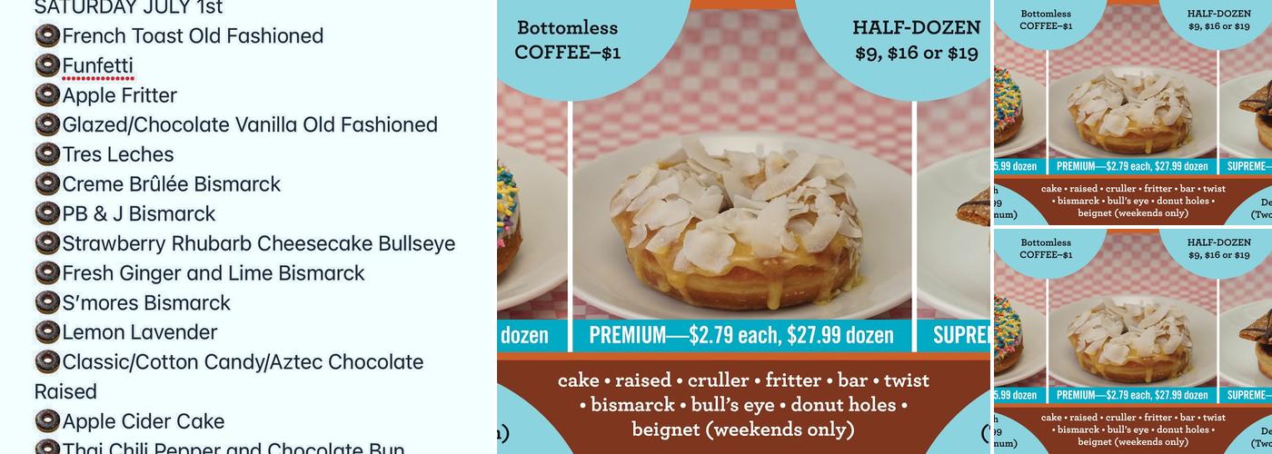 Mojo Monkey Donuts Menu