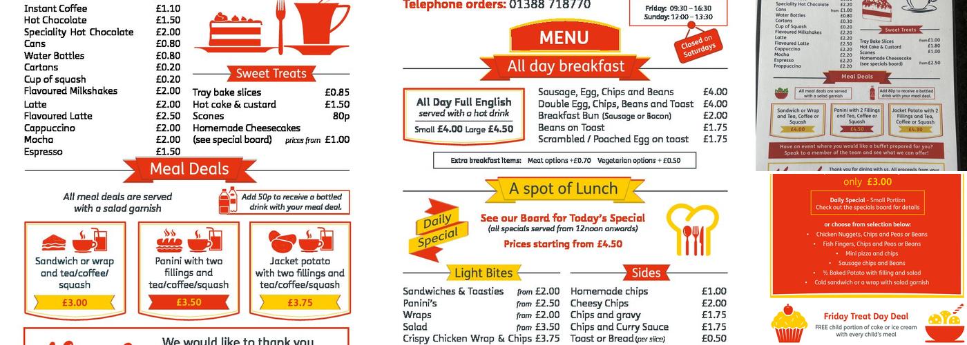 YMCA Teesdale Community Cafe Menu