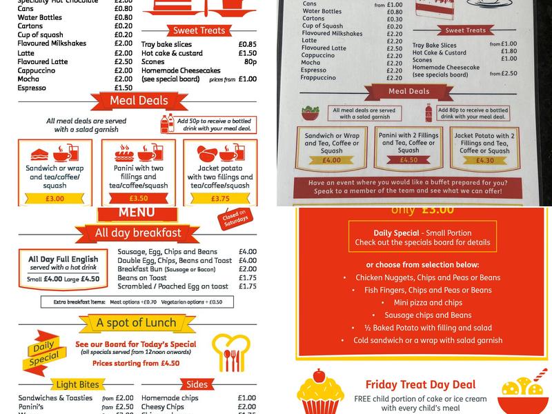 YMCA Teesdale Community Cafe Menu