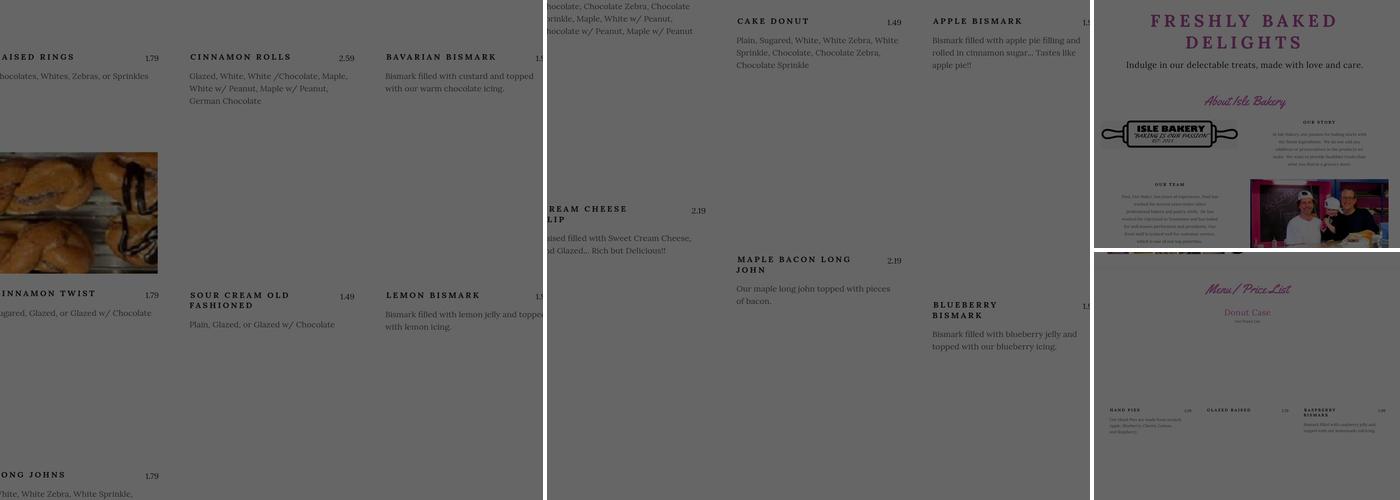 Isle Bakery Menu