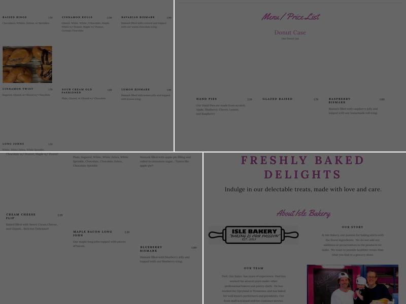 Isle Bakery Menu