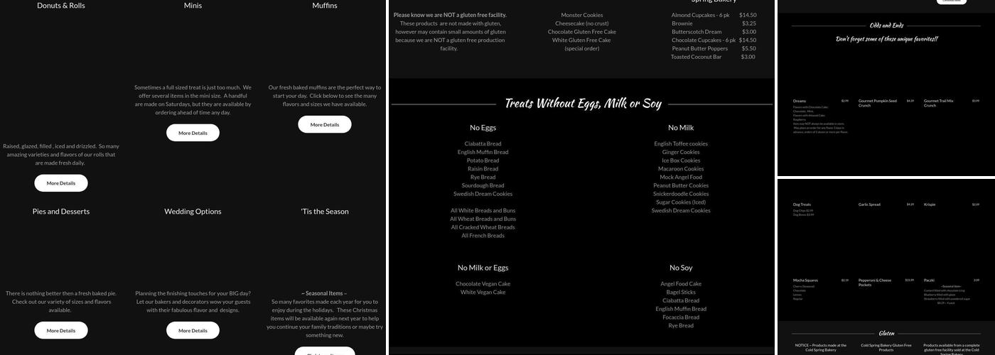 Cold Spring Bakery Menu