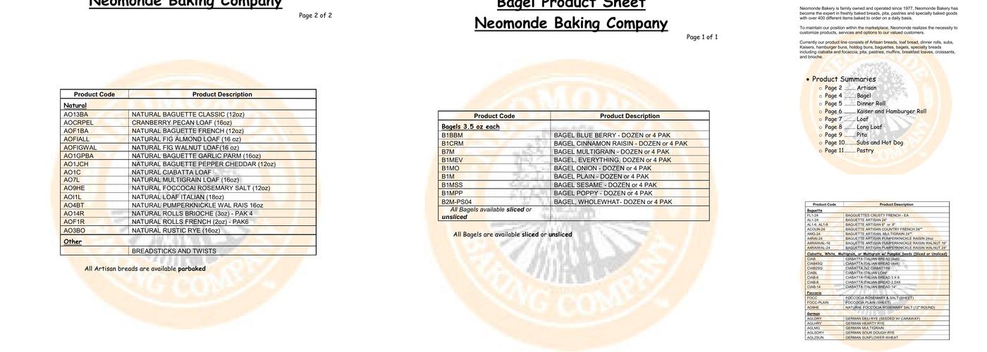 My Online Bakery Menu