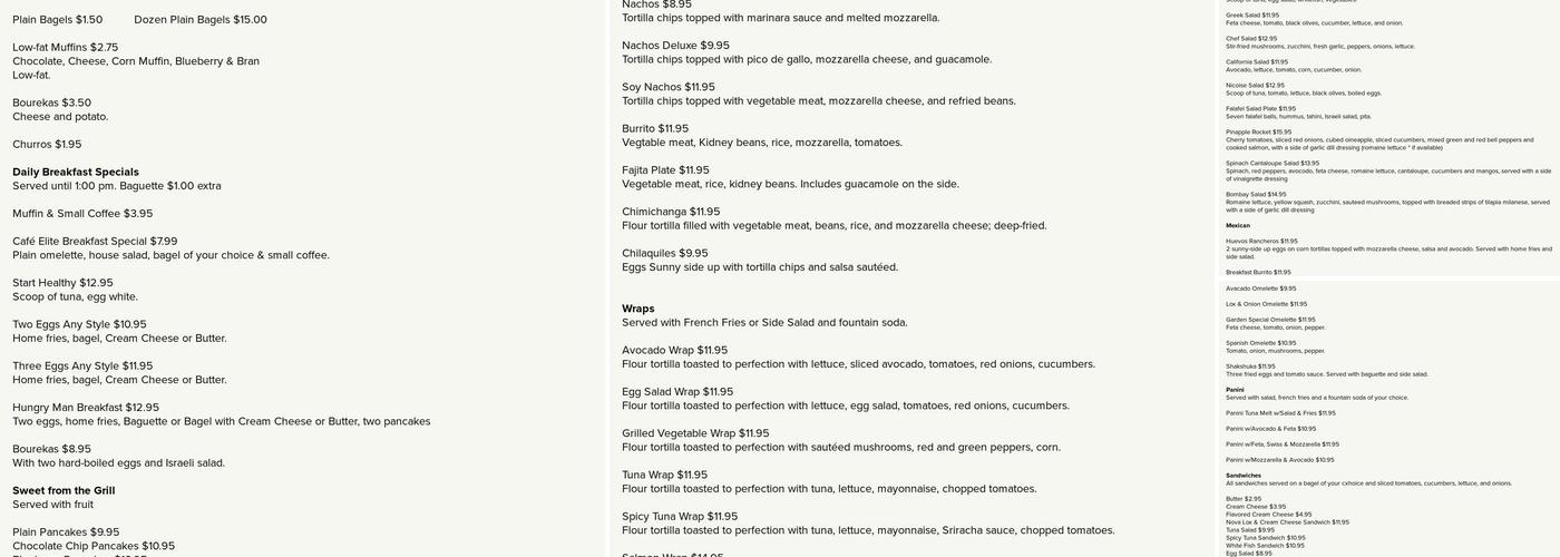 Schwartz Bakery Menu