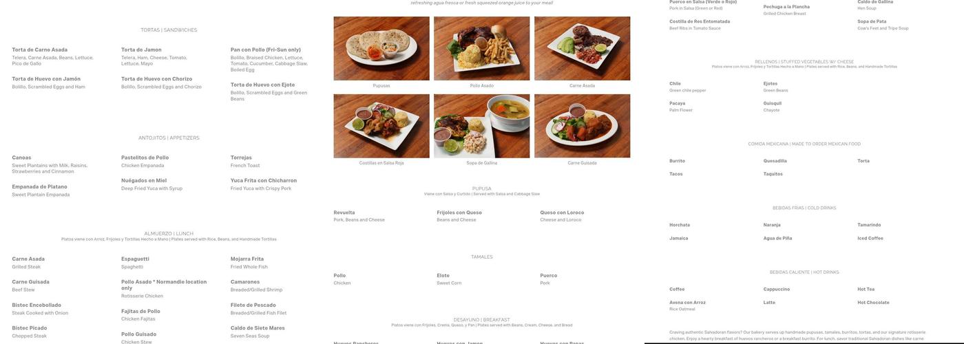 Continental Bakery Menu