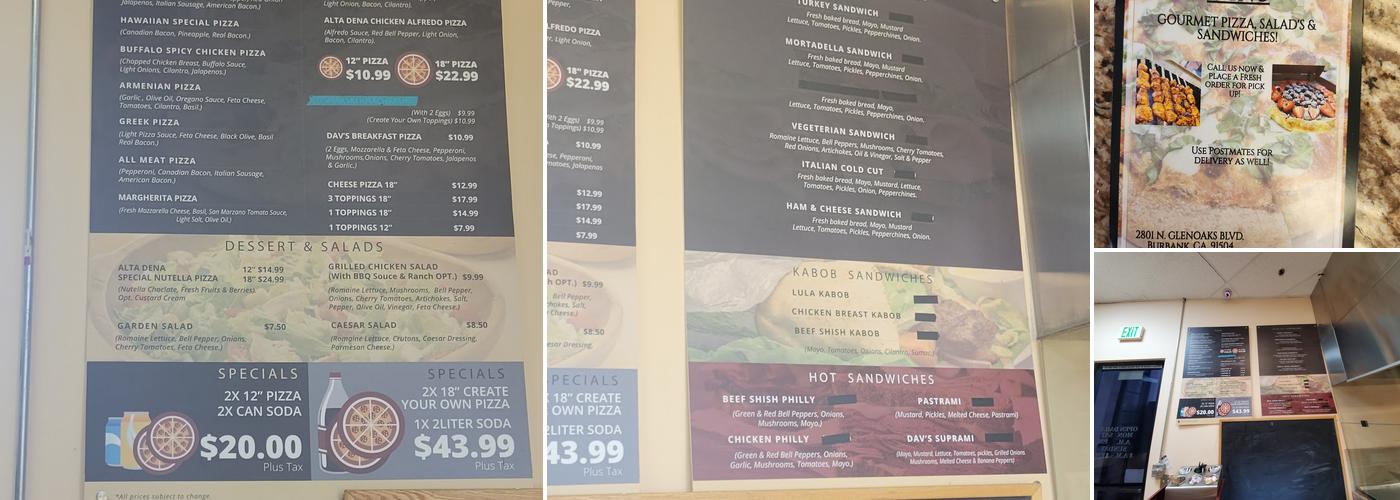 Alta Dena Express Bakery Menu